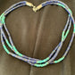 Navajo Lapis & Turquoise 3 Strand Necklace | Sterling Silver | 21" | Authentic Native American Handmade | 01011