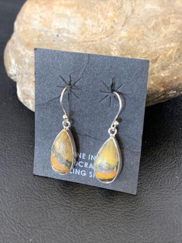 Native American Navajo Bumblebee Jasper Earrings Set | Sterling Silver | Authentic Handmade | 1562