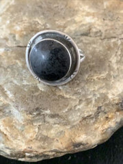 Native American Design Black Onyx Pinky Ring | Sterling Silver | Sz 3.5 | 10799