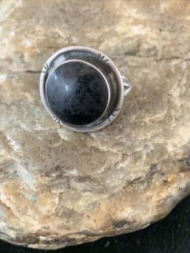 Native American Design Black Onyx Pinky Ring | Sterling Silver | Sz 3.5 | 10799