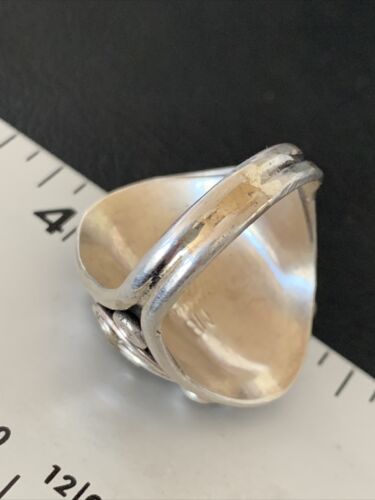 Navajo Blue Kingman Turquoise & Coral Feather Ring | Authentic Native American Sterling Silver | Multi-Stone | Sz 10 | 12218