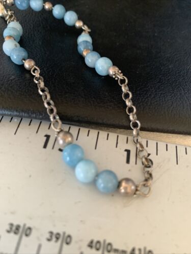 Navajo Blue Larimar Link Bracelet | Sterling Silver | 6mm | 8.5" | Authentic Native American Handmade | 14186