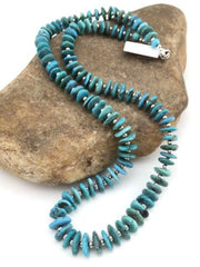 Navajo Sterling Silver Blue Graduated Turquoise Necklace | Authentic Native American | 23" | 1348
