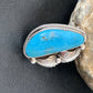 Navajo Blue Kingman Turquoise Ring | Sterling Silver Feather | Sz 7.5 | Authentic Native American Handmade | 10851