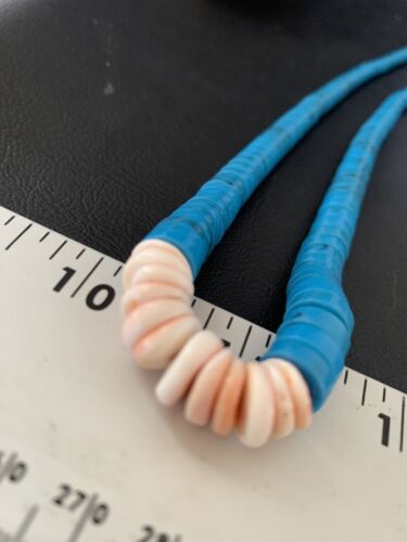 Southwestern Santo Domingo Spiny Oyster & Blue Turquoise Graduated Necklace | Authentic Native American | 19" | 12526
