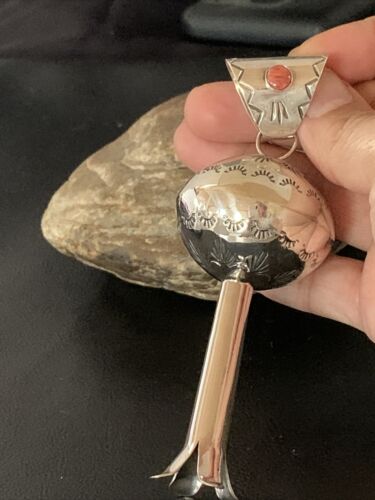 Southwestern Sterling Silver Spiny Oyster Naja Necklace Pendant | 4" | Navajo Handmade | 10455