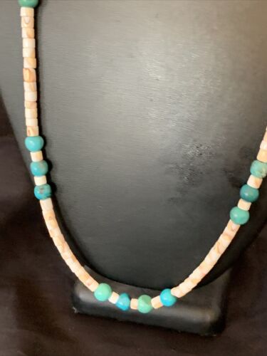 Navajo Pearls Turquoise Nugget Shell Necklace | Sterling Silver | 24" | Authentic Native American Handmade | 12543
