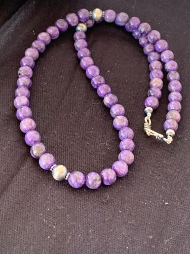 Navajo Purple | Sugilite Bead | Necklace | Sterling Silver | Authentic Native American Handmade | 21" | 4572