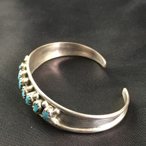 Children's Navajo Blue Turquoise Bracelet | Sterling Silver | Authentic Native American Handmade | 10183
