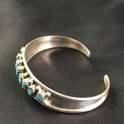 Children's Navajo Blue Turquoise Bracelet | Sterling Silver | Authentic Native American Handmade | 10183