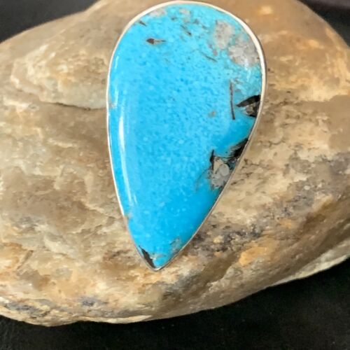 Navajo Blue Kingman Turquoise Ring | Sterling Silver | Sz 10 | Authentic Native American Handmade | 11728