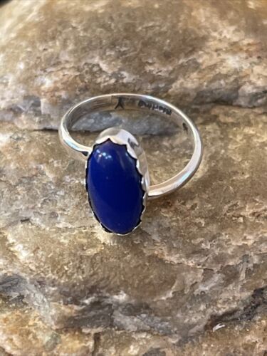 Native American Navajo Sterling Silver Navy Blue Lapis Ring | Sz 7 | 1131