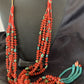 Southwestern Santo Domingo Red Coral Green Turquoise 5-Strand Jacla Necklace | 38" | Native American Handmade | 12052