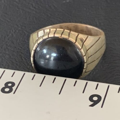 Native American Old Pawn Navajo Black Onyx Ring | Sterling Silver | Sz 12 | 11956