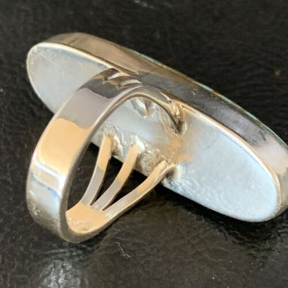 Native American Blue #8 Turquoise Navajo Ring | Sterling Silver | Sz 5.5 | 14016