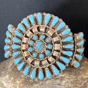 Navajo Old Pawn Zuni Blue Turquoise Cuff Bracelet | Sterling Silver | Authentic Native American Handmade | 12836