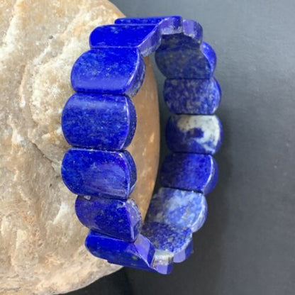 Native American Lapis Bead Bracelet | Stretch | 7.5" Adjustable | 10644