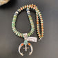 Navajo Pearl Necklace with Sterling Silver Green Turquoise & Spiny Oyster Naja Pendant | 11700