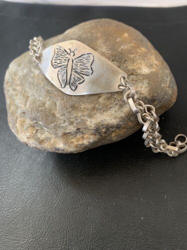 Vintage Navajo Sterling Silver Butterfly Link Bracelet | Authentic Native American Handmade | 1467