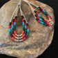 Handmade Liquid Silver Heishi Dangle Earrings | Turquoise Coral | Sterling Silver | 2" | 2001