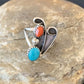 Navajo Coral Blue Turquoise Multi-Stone Ring | Authentic Native American Sterling Silver | Sz 6.5 | 10826