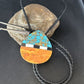 Men's Bolo Tie | Turquoise & Orange Spiny Oyster | Sterling Silver Tips | 14628