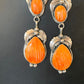 Navajo Orange Spiny Oyster Dangle Earrings | Sterling Silver | Authentic Native American Handmade | 12201