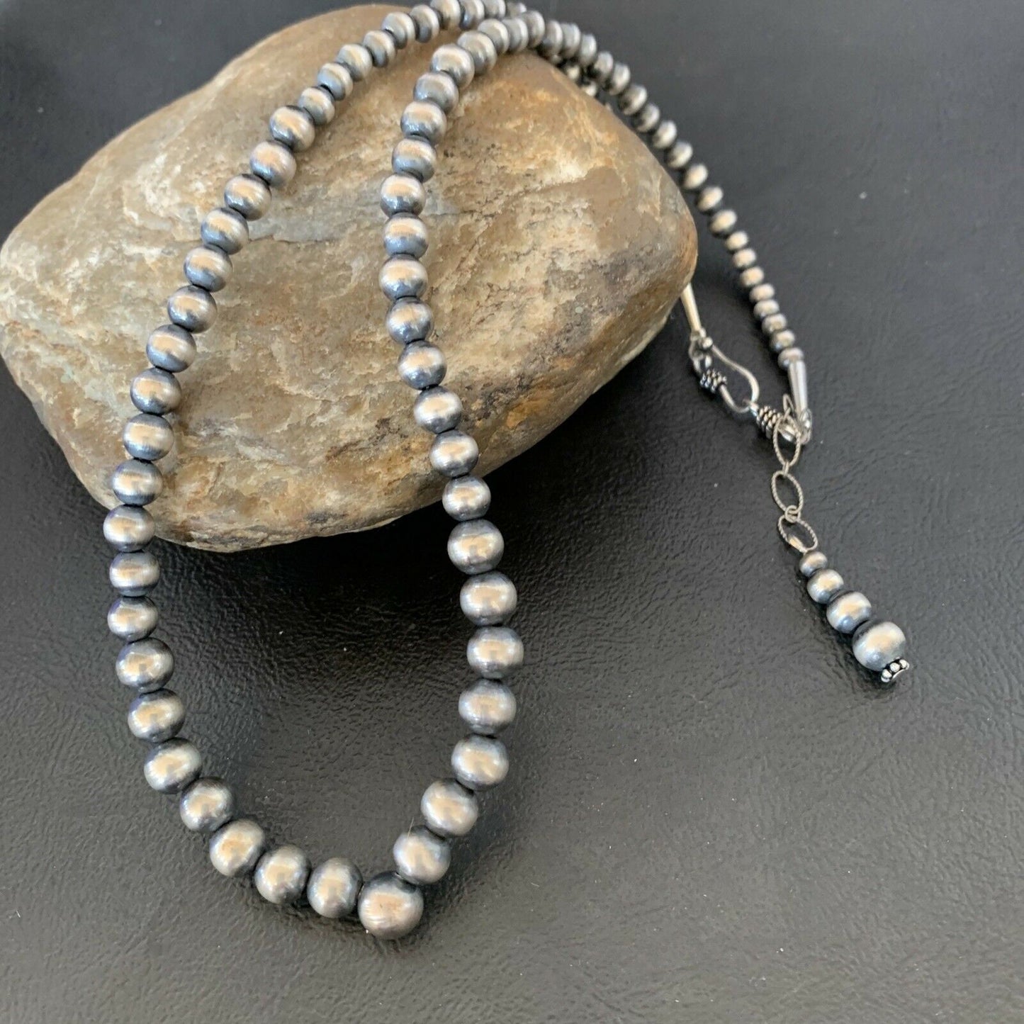 Authentic Native American Navajo Pearls Graduated Necklace | Single Strand | Sterling Silver | 18" | 10884