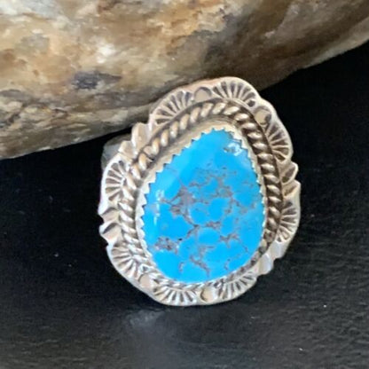 Southwestern Navajo Blue Kingman Turquoise Ring | Sterling Silver | Sz 7 | 12956