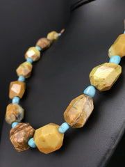 Native American Turquoise Nugget Necklace | Navajo Sterling Silver | 19" | 1139