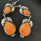 Navajo Orange Spiny Oyster Dangle Earrings | Sterling Silver | Authentic Native American Handmade | 12201