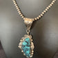 Men's Navajo Blue Spiderweb Turquoise Pendant Necklace | Sterling Silver | Authentic Native American Handmade | 10661