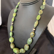 Navajo Sterling Silver Graduated Green Nugget Turquoise Necklace | Authentic Native American | 21" | 10725