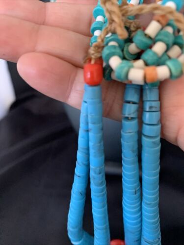 Native American Santo Domingo Spiny Blue Turquoise Shell Jacla Necklace | 5 Strand | 36" | 13188