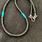 Navajo Blue Turquoise Heishi Onyx Necklace | Sterling Silver | Authentic Native American Handmade | 19" | 8823