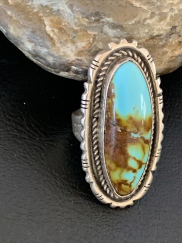 Native American Navajo Sterling Silver Turquoise #8 Ring | Sz 8.5 | 12065