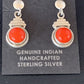 Native American Navajo Red Coral Dangle Earrings | Sterling Silver | 1" | 13113