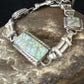 Navajo White Opal Inlay Link Bracelet | Sterling Silver | 8" | Authentic Native American Handmade | 14259