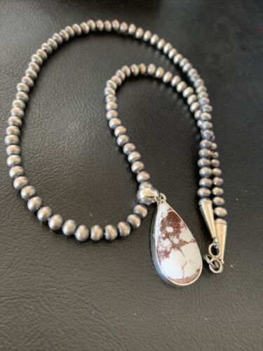 Navajo Wild Horse Turquoise Necklace Pendant | Sterling Silver | Authentic Native American Handmade | 12819