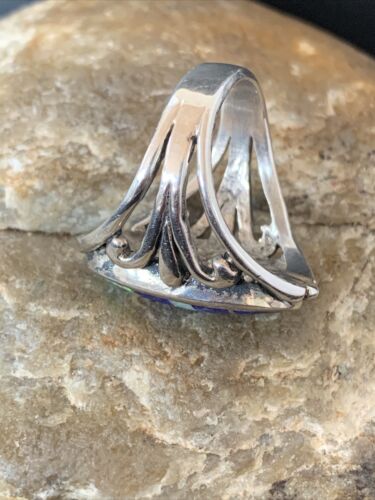 Native American Navajo Lapis & Opal Inlay Ring | Sterling Silver | Sz 7 | 01483 - Masha USA