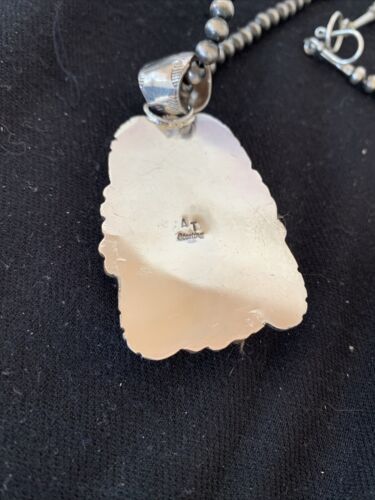 Navajo Pearls Necklace with Kingman Turquoise Pendant | Sterling Silver | Authentic Native American Handmade | 809