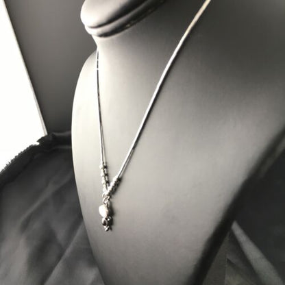 Children's Sterling Silver Necklace with Opal Garnet Pendant | 15" | Authentic Native American Handmade | 10132 - Masha USA