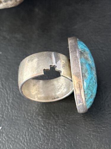 Navajo Sterling Silver Blue Kingman Turquoise Ring | Sz 10.5 | Authentic Native American Handmade | 14699