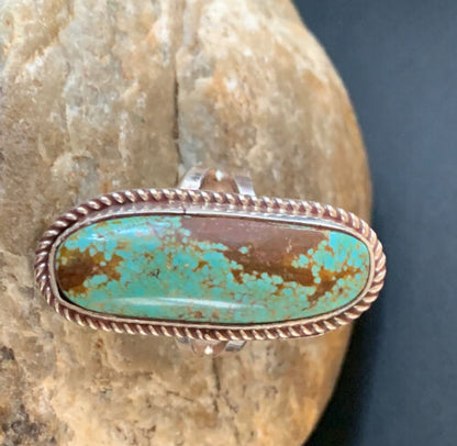 Native American Navajo Sterling Silver Turquoise #8 Ring | Sz 8.5 | 320