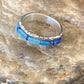 Navajo Blue Opal Inlay Ring | Sterling Silver | Sz 10.5 | Authentic Native American Handmade | Yazzie | 12963