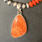 Native American Navajo Red Apple Coral Pendant Necklace | Sterling Silver Naja | 13944