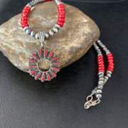 Navajo Green Turquoise Pendant | Sterling Silver | Authentic Native American Handmade | Necklace 20" | 13884