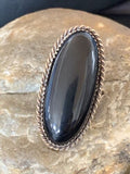 Native American Old Pawn Navajo Black Onyx Ring | Sterling Silver | Sz 7 | 11946
