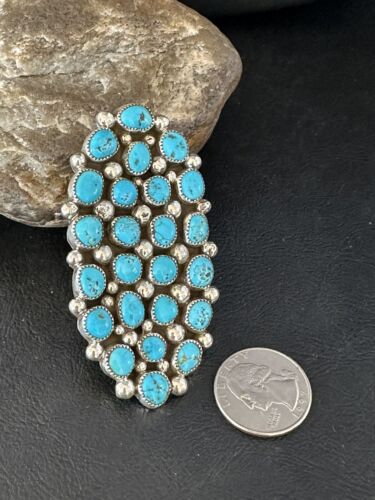 Navajo Kingman Turquoise Cluster Ring | Authentic Native American Sterling Silver | Multi-Stone | Sz 11 | 14454