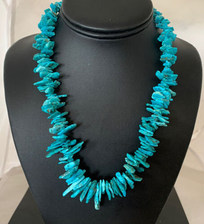 Navajo Pearls Necklace | Sterling Silver | Sleeping Beauty Kingman Turquoise | 18" | 1773